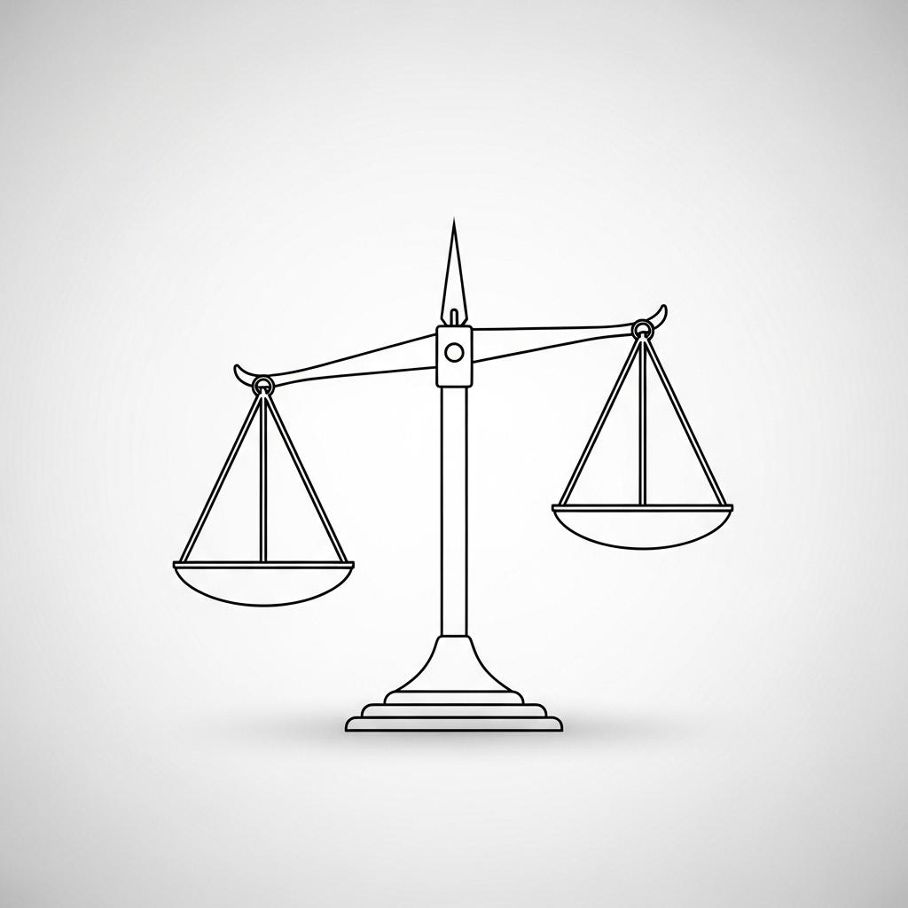 A balanced scale with two sides perfectly level, symbolizing moderation and equilibrium, set against a calm, minimalist background.