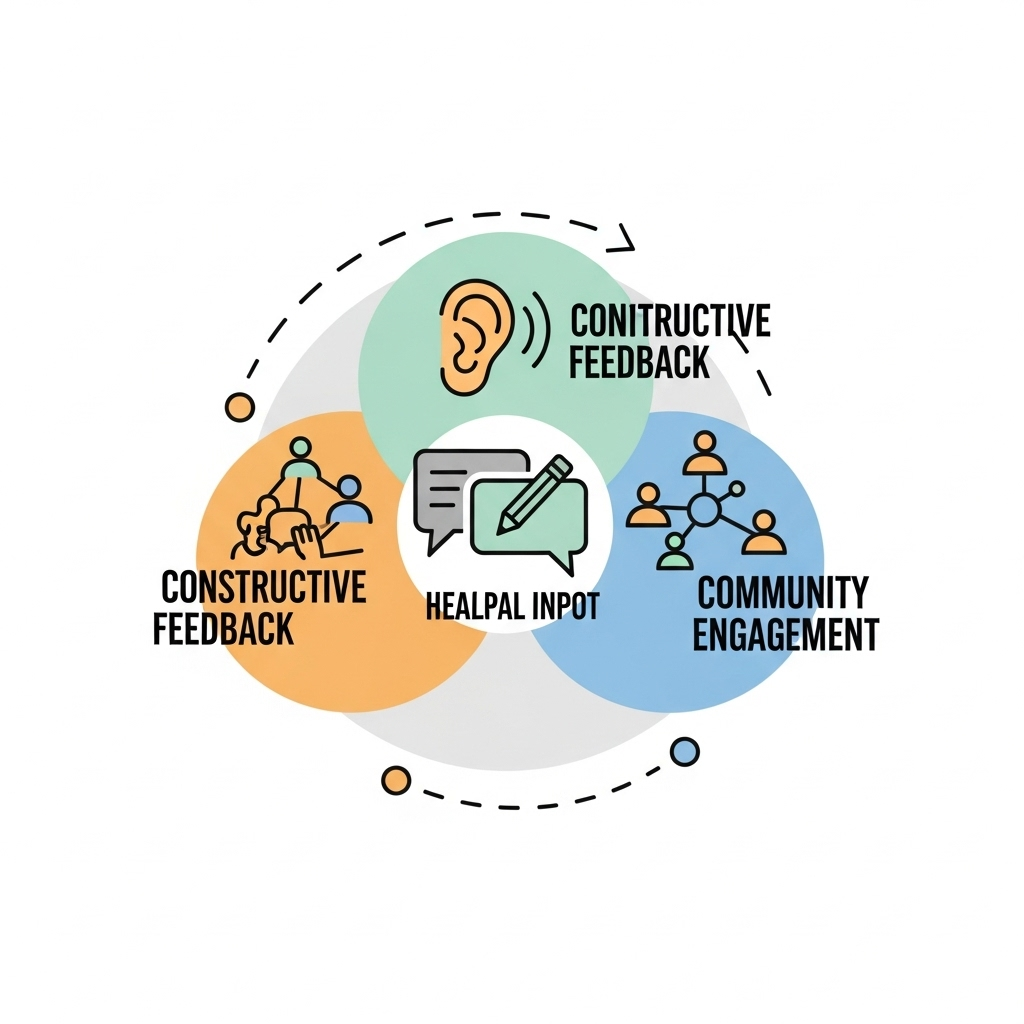 삼인행필유아사 A stylized graphic showing three interconnected bubbles, each representing a method: 'Active Listening', 'Constructive Feedback', and 'Community Engagement', with subtle arrows indicating flow and interaction. The design is clean and modern, no text in image.