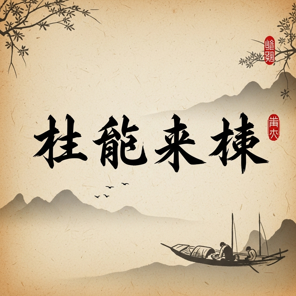동주공제 An elegant calligraphy artwork showing the four Chinese characters of 同舟共濟 written in beautiful traditional brush strokes on aged paper with subtle background elements