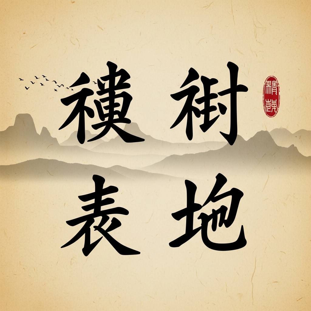 Traditional Chinese calligraphy showing the four characters of the idiom written in elegant brush strokes on aged paper, with subtle mountain landscape in background 촉조수계 뜻과 유래: 겸손을 배우는 고전의 지혜 7가지 교훈
