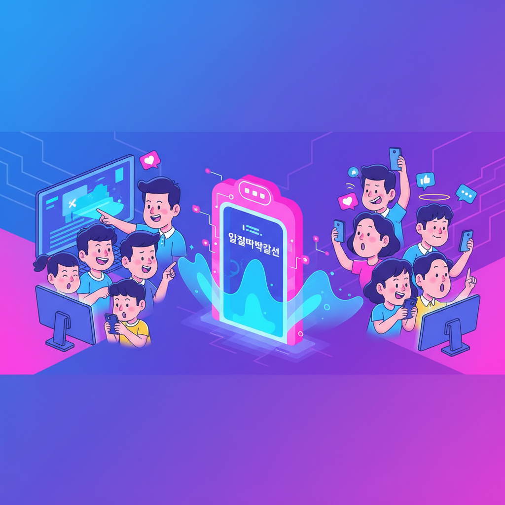 Digital illustration showing the origin of "Aljalttakkalsen" within Korean online culture. Features stylized characters engaging with computers and smartphones, hints of live streaming and social media interfaces without visible text. Vibrant, modern style, colored background, no text.