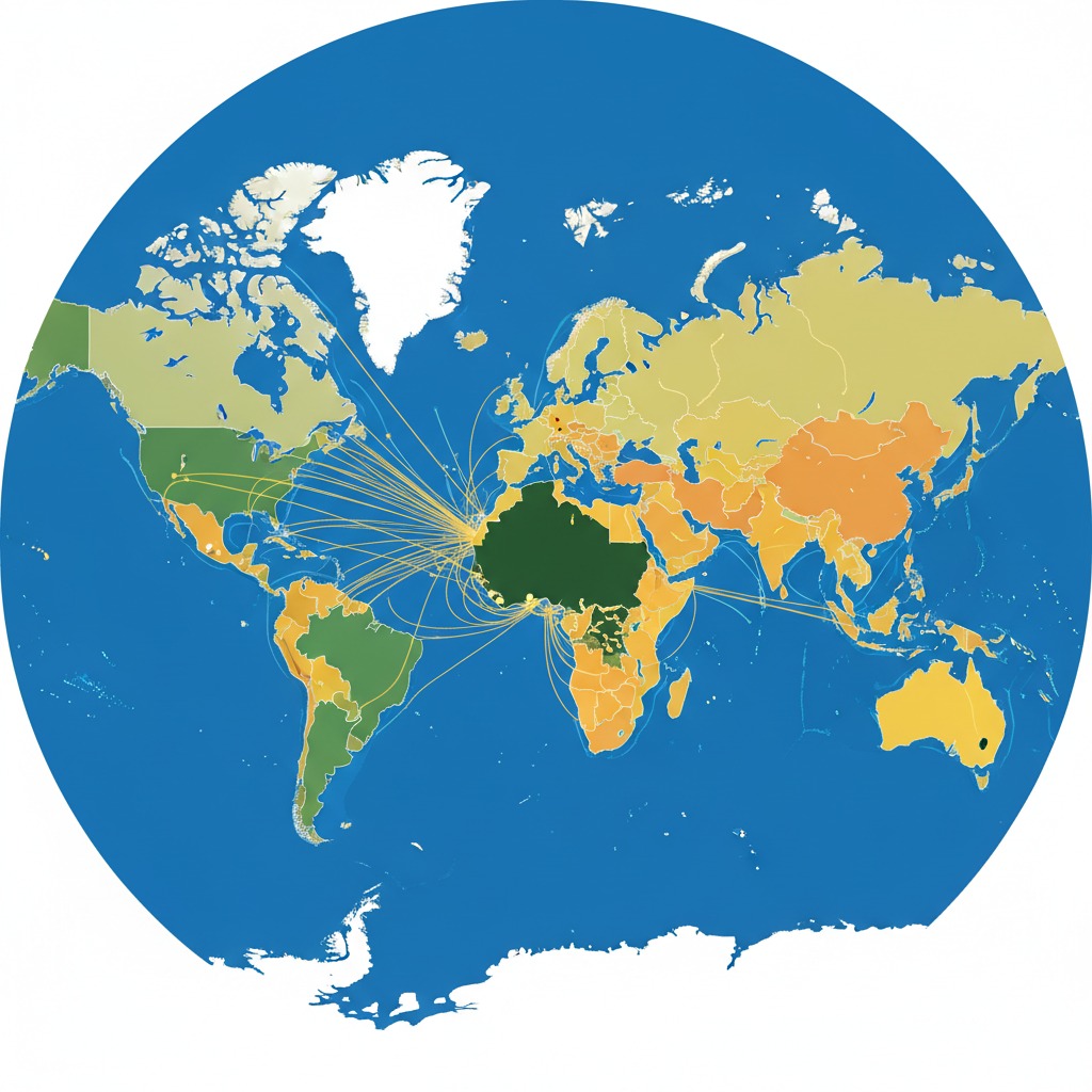 clean infographic, modern layout, high contrast, a world map with drastically altered colonial boundaries and trade routes, highlighting Australia's prominence and a less colonized North and South America. Vibrant colors and clear lines. No visible text in image. Centered focus, visually rich, no empty margins. Bright, balanced lighting.