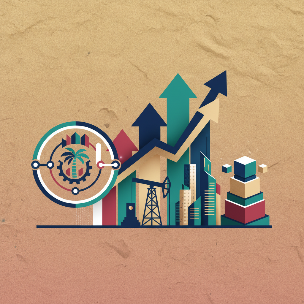 An illustrative infographic showcasing Saudi Arabia's economic strength and potential investment capacity, modern layout, high contrast, textured background, no text