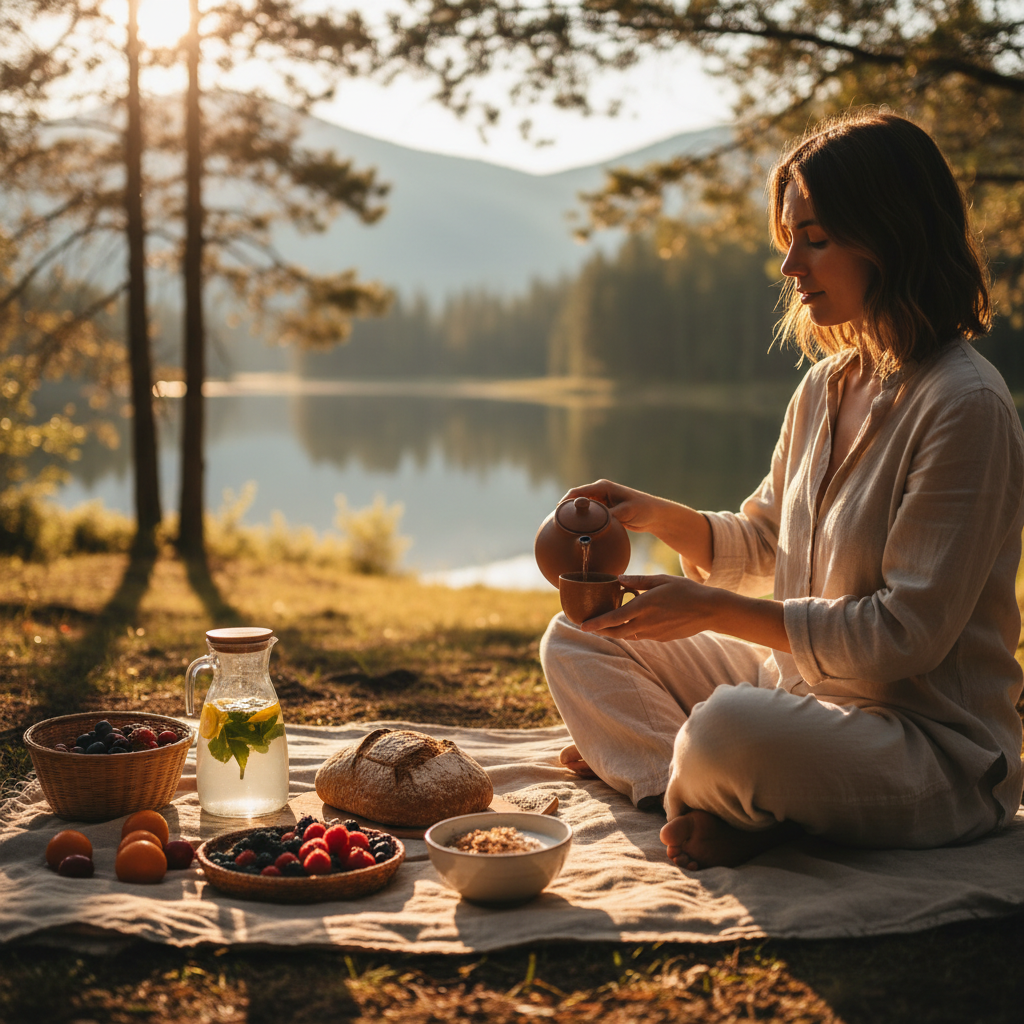 warm lighting, natural setting, clean lifestyle photography, no text
