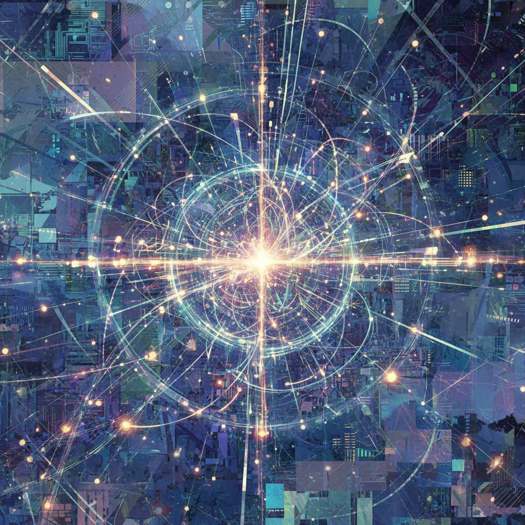 An illustrative representation of the rapidly evolving digital age, with interconnected networks and data flowing, artistic rendering, textured background, no visible text in the image.