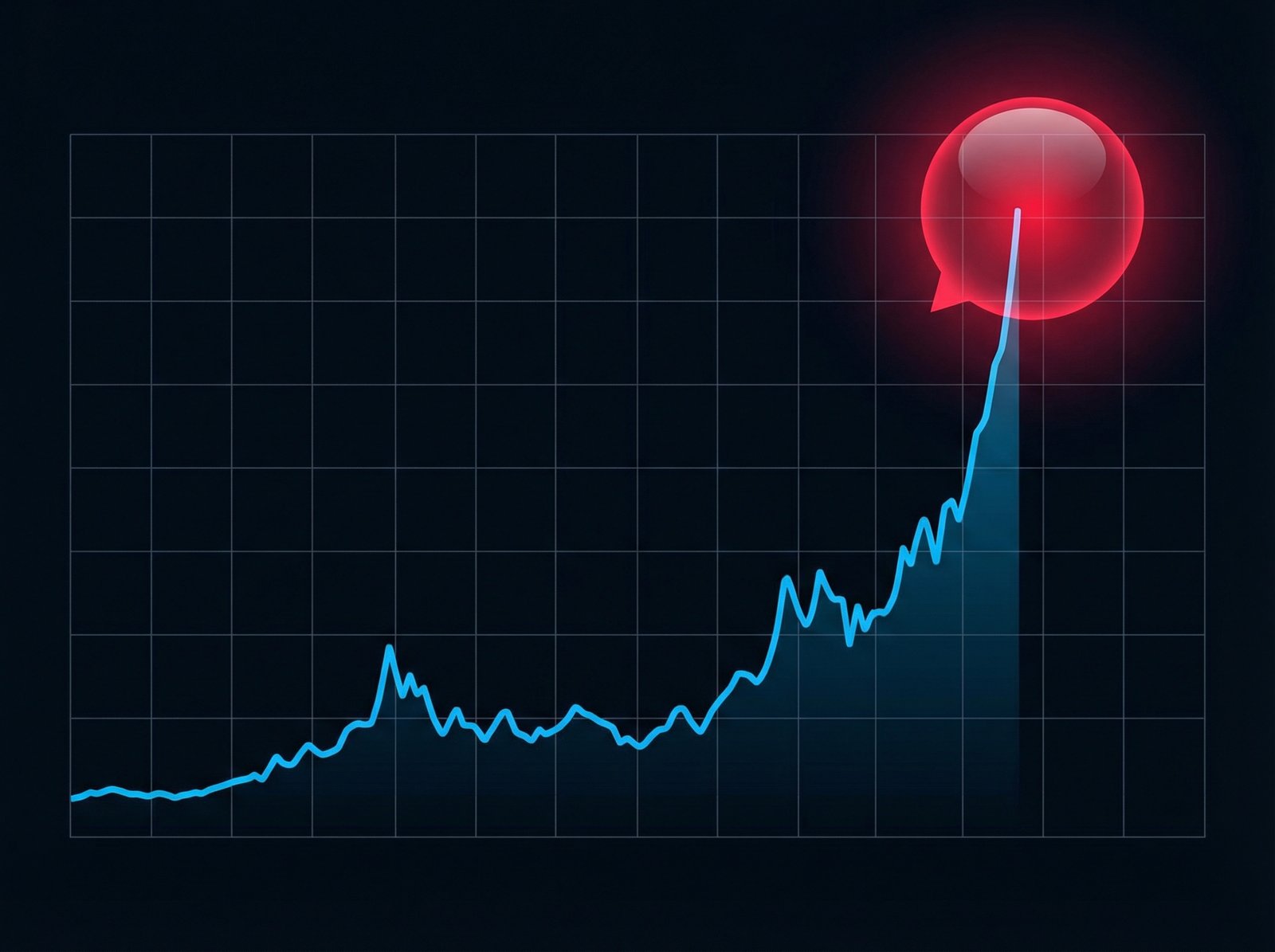 A detailed financial chart showing a sharp upward trend for silver prices in 2025, with a clear indication of a bubble forming, clean infographic style, modern layout, high contrast, no visible text, 4:3 aspect ratio.