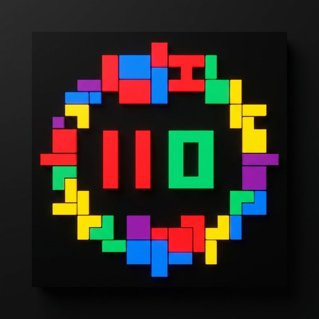 A modern digital clock with various colored blocks representing non-linear work periods, minimalist design, high contrast, clean layout, no text, 1:1 aspect ratio
