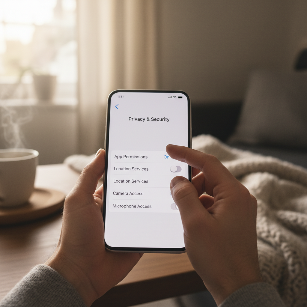 사생활 보호 설정을 하는 사람의 모습