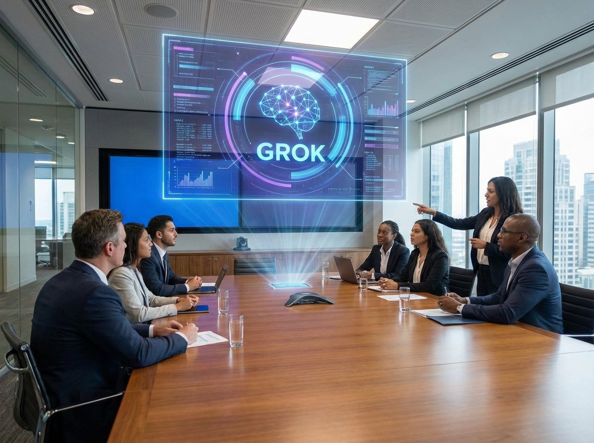 인공지능 기술을 시연하는 미래지향적인 프리젠테이션 현장