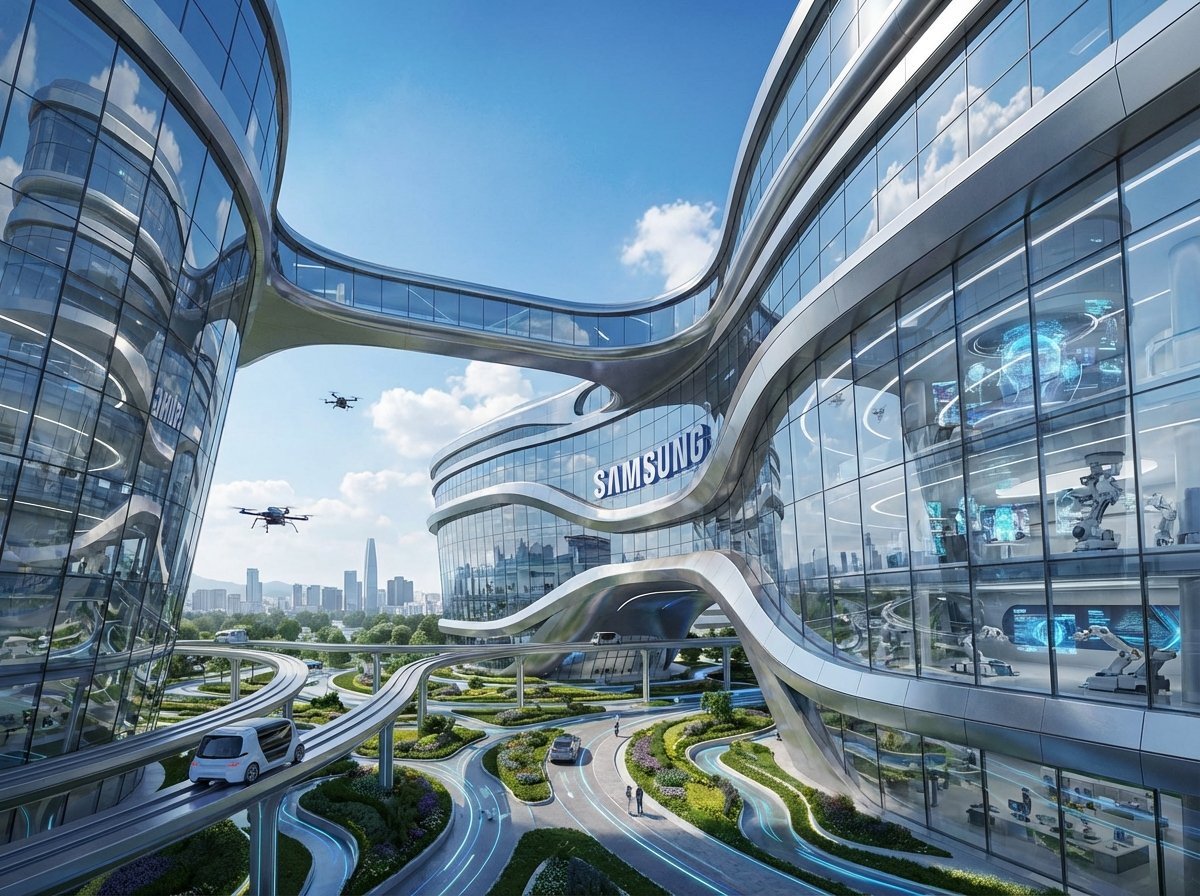 삼성전자 반도체 사업부의 현대적인 연구소 전경