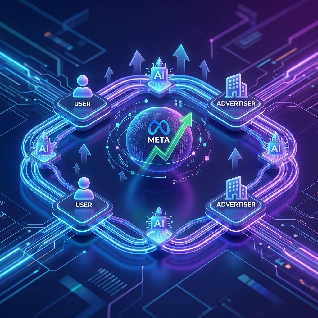 메타의 미래 지향적 AI 기술과 광고 플랫폼 시각화