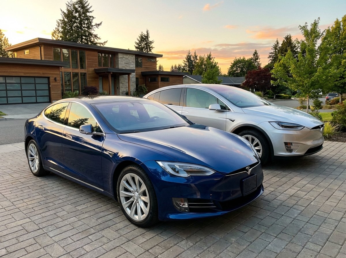 나란히 서 있는 테슬라 모델 S와 모델 X의 모습