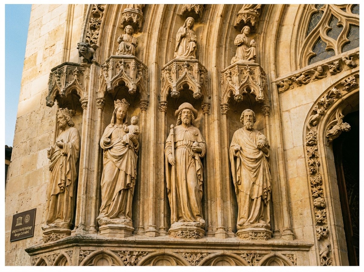 정교하게 조각된 대성당의 파사드
