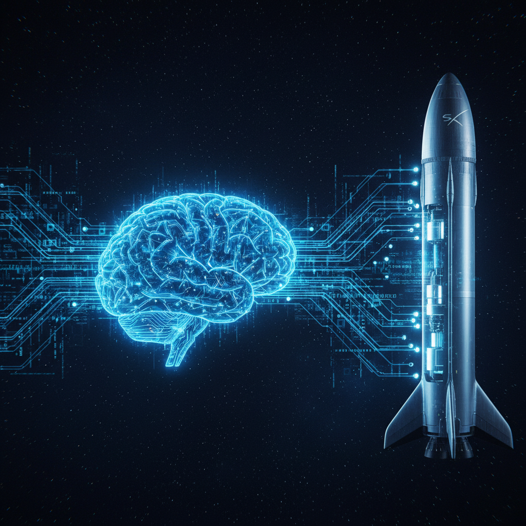 인공지능과 우주 기술의 융합을 형상화한 이미지