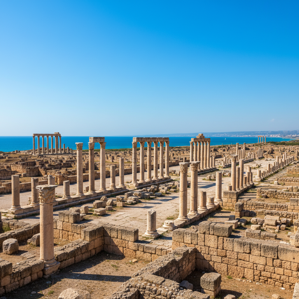 레바논 티레의 고대 로마 유적지 전경
