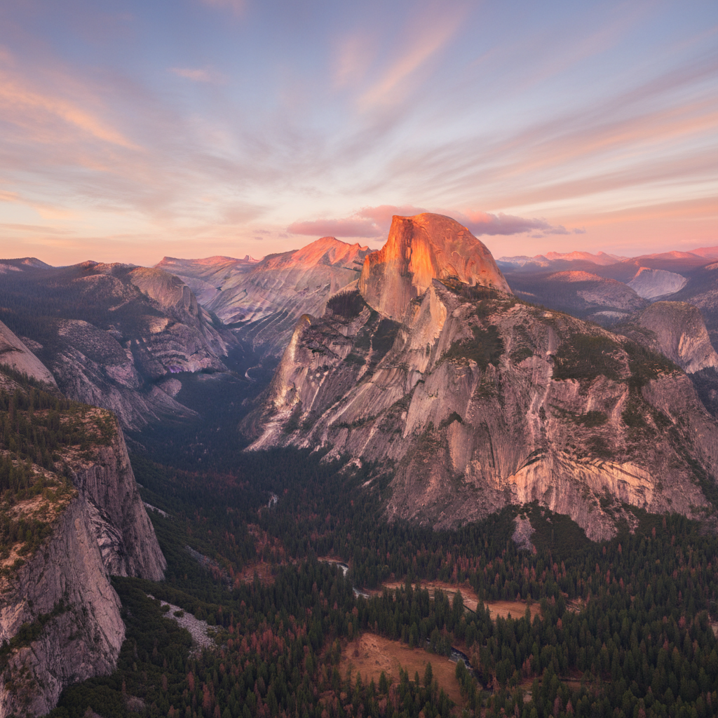 글래시어 포인트에서 본 하프돔 일몰