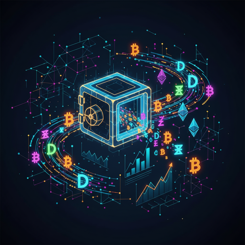 디지털 자산의 자금 흐름을 형상화한 이미지