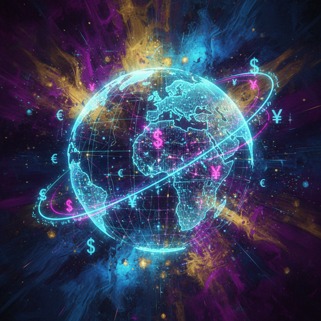 디지털 금융 혁신을 상징하는 추상적 이미지