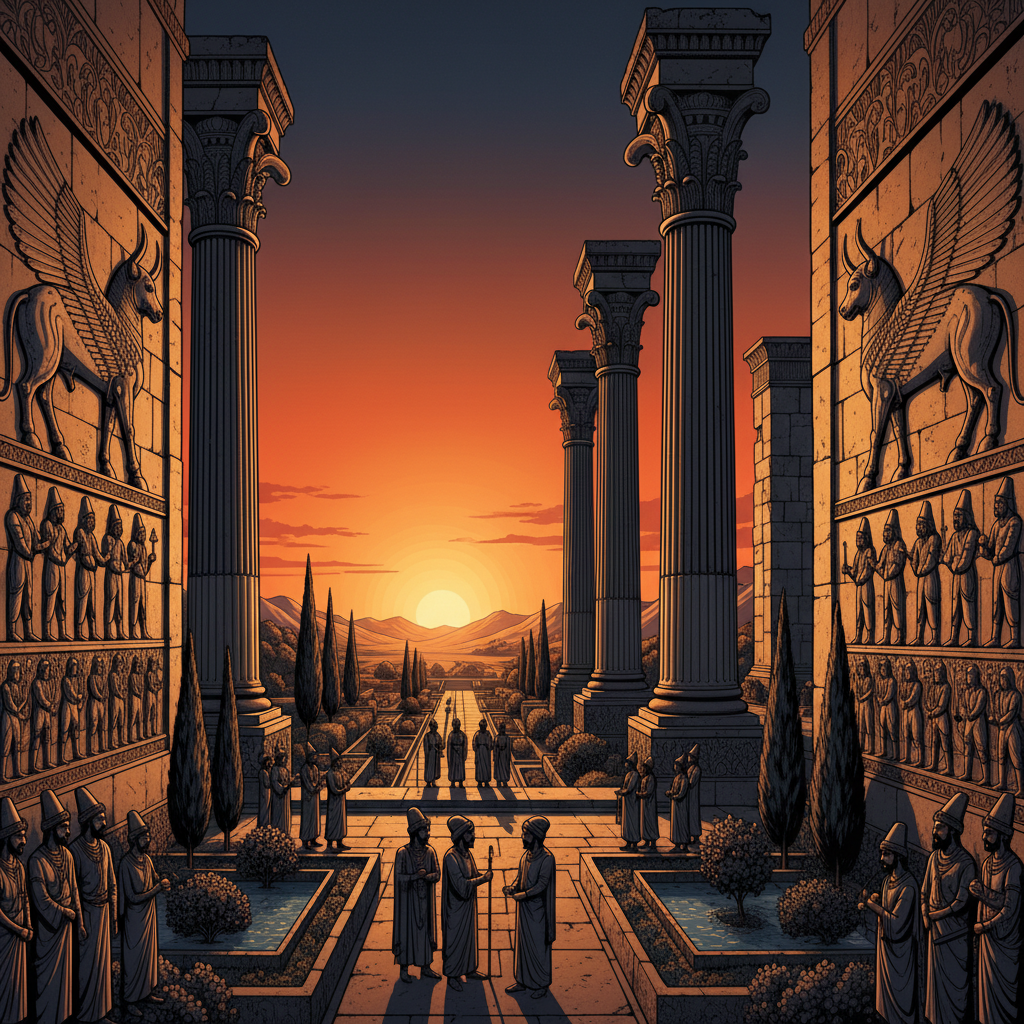 번영하는 페르시아 제국의 궁전