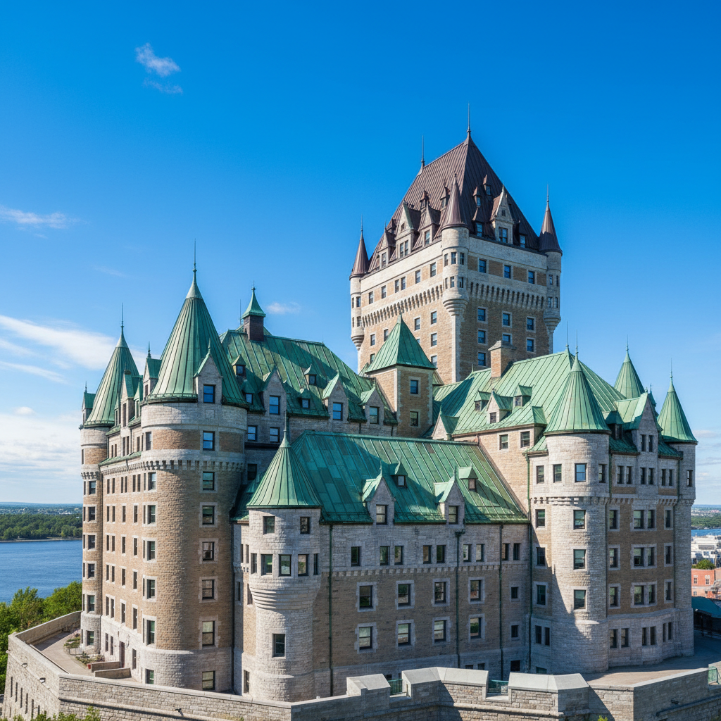 청동 지붕이 돋보이는 샤토 프랑트낙 호텔