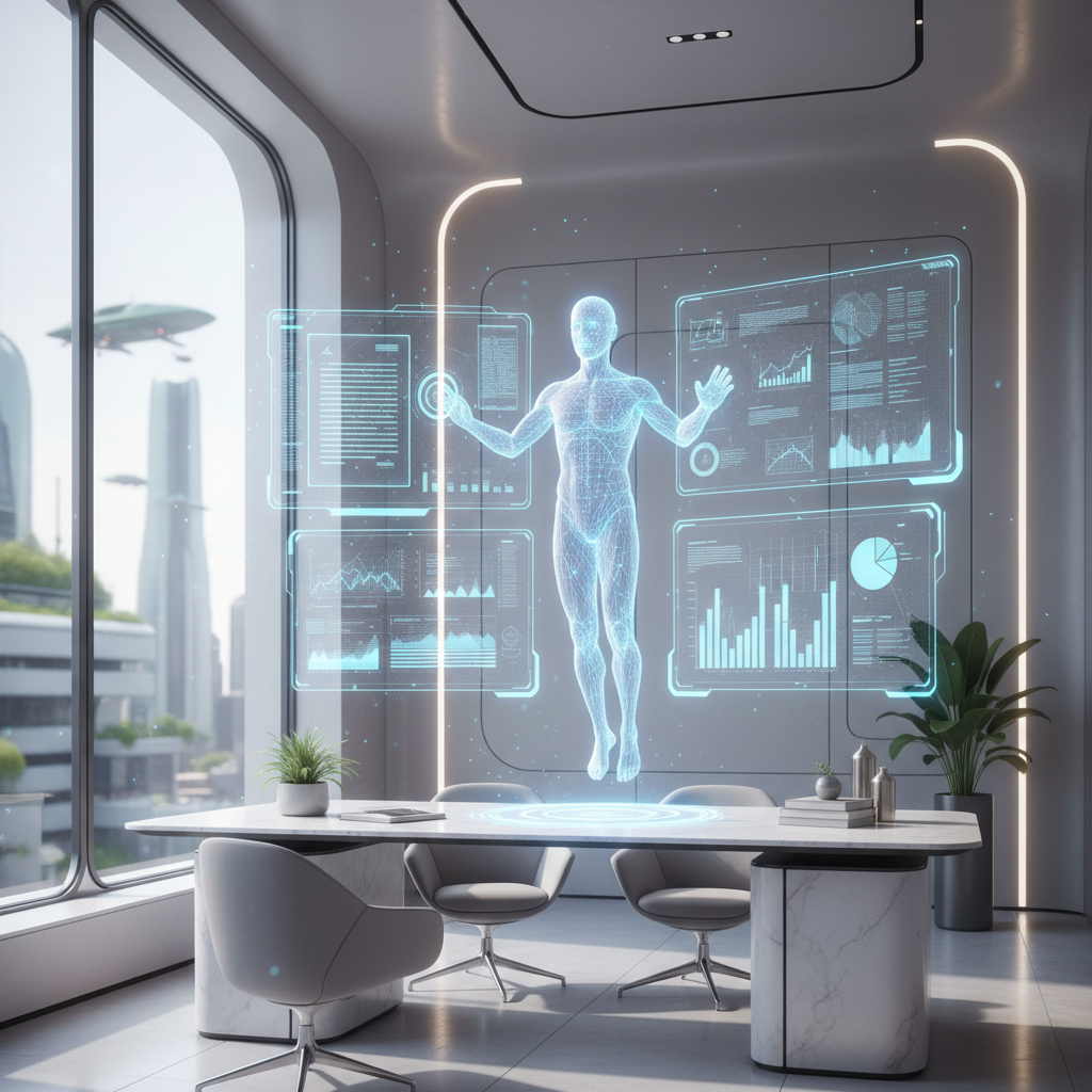 인공지능 에이전트가 사무 업무를 처리하는 모습