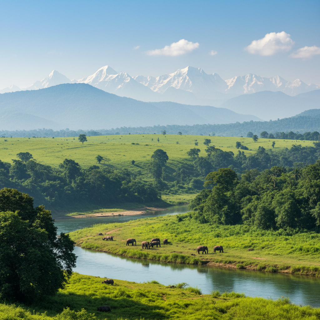 마나스 야생동물 보호구역의 광활한 풍경