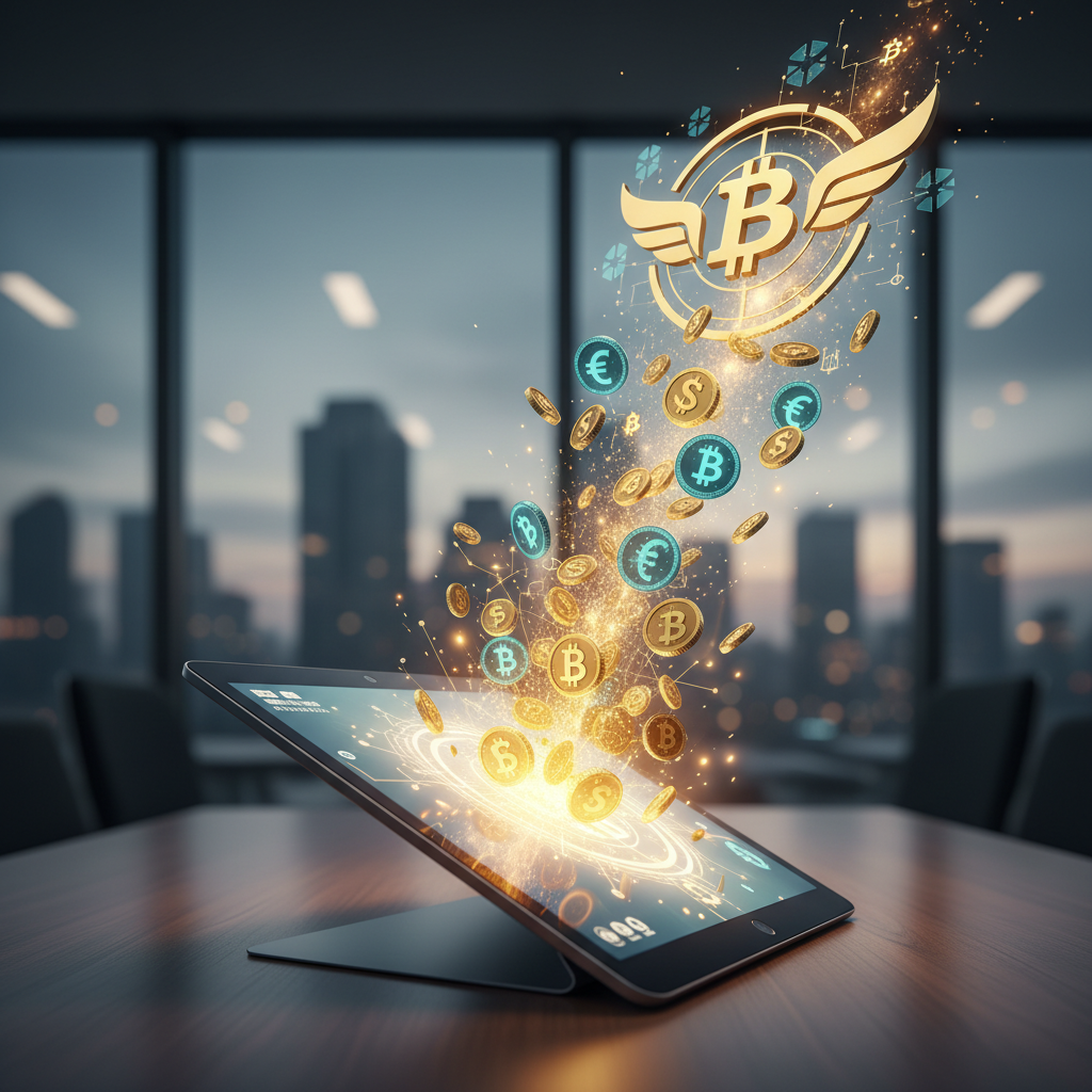 금융 시장의 흐름과 금전적인 가치를 상징하는 이미지