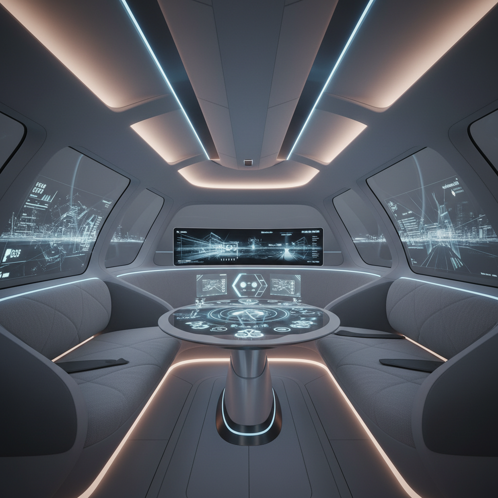 미래형 자율주행 자동차 실내 컨셉