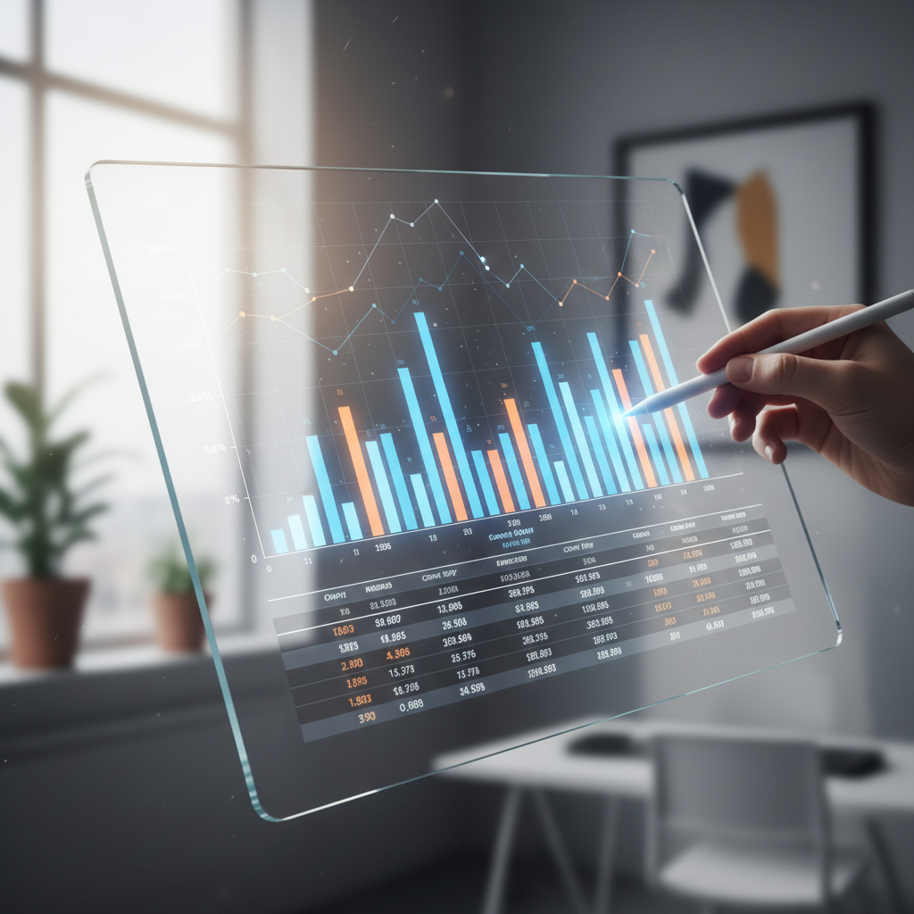모니터에 표시된 복잡한 재무 데이터 차트