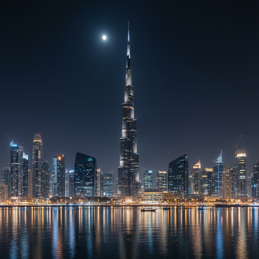 화려한 두바이의 도심 야경