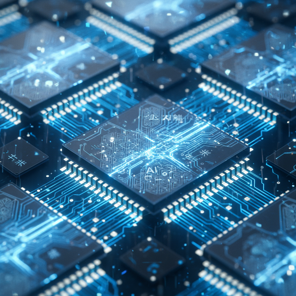 인공지능 칩과 일본 전통 문양이 조화를 이룬 기술 컨셉