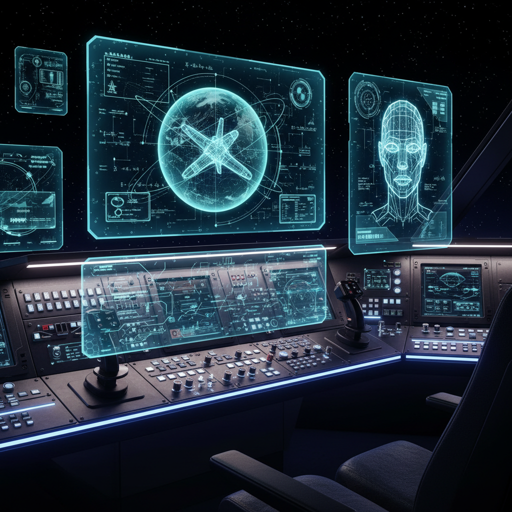 고도로 정밀한 우주선 제어 시스템과 인공지능 화면
