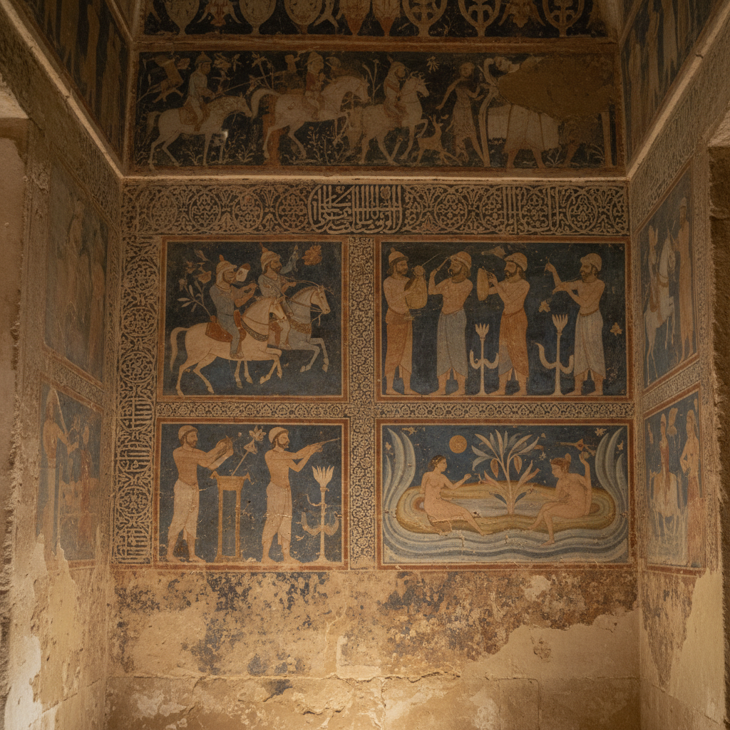 쿠세이르 암라 벽면을 가득 채운 고대 벽화