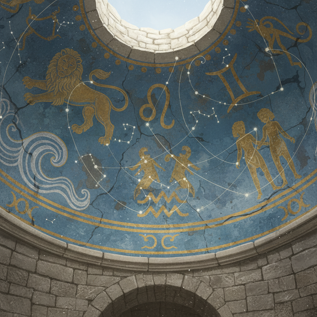 천장에 그려진 고대 북반구 별자리 지도