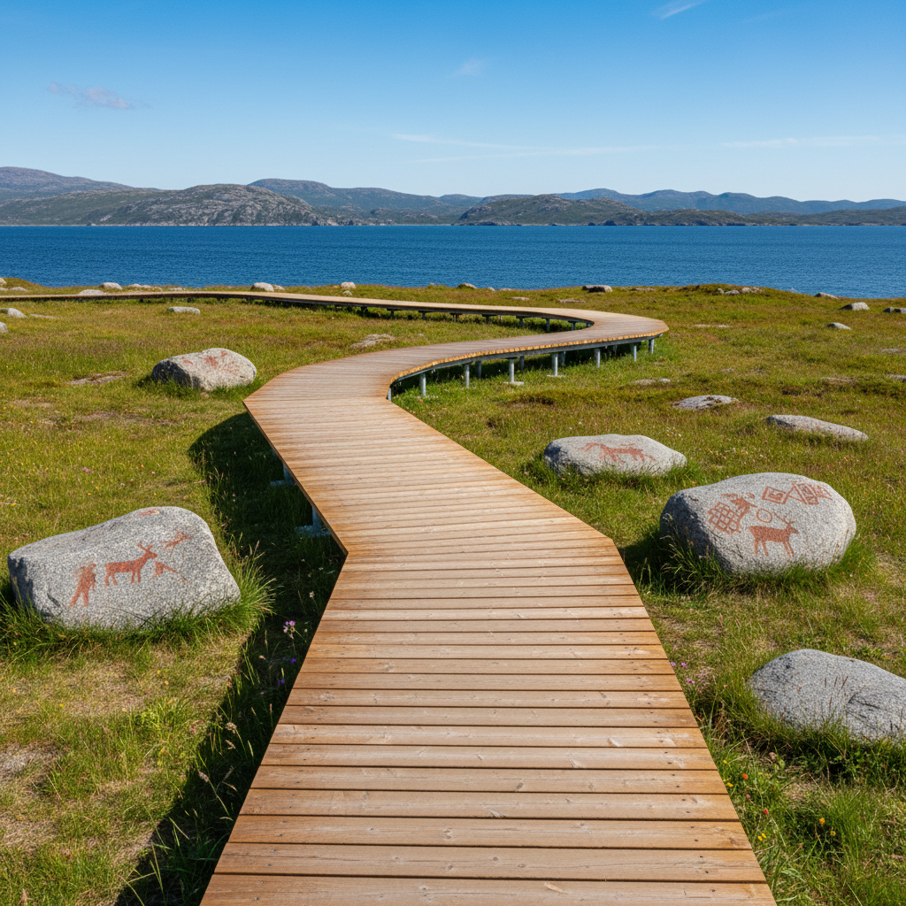 알타 박물관 산책로와 멀리 보이는 북유럽의 풍경