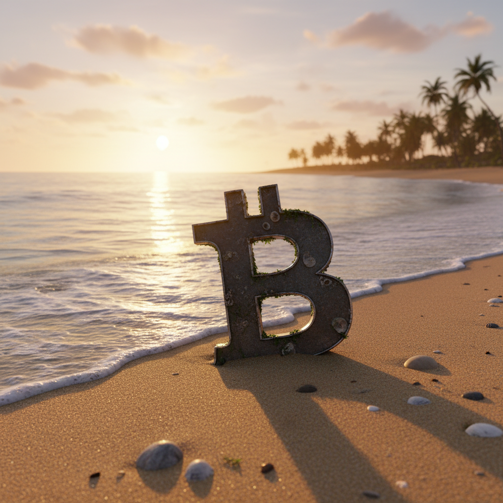 폭풍이 지나간 뒤 평온해진 바다와 디지털 코인