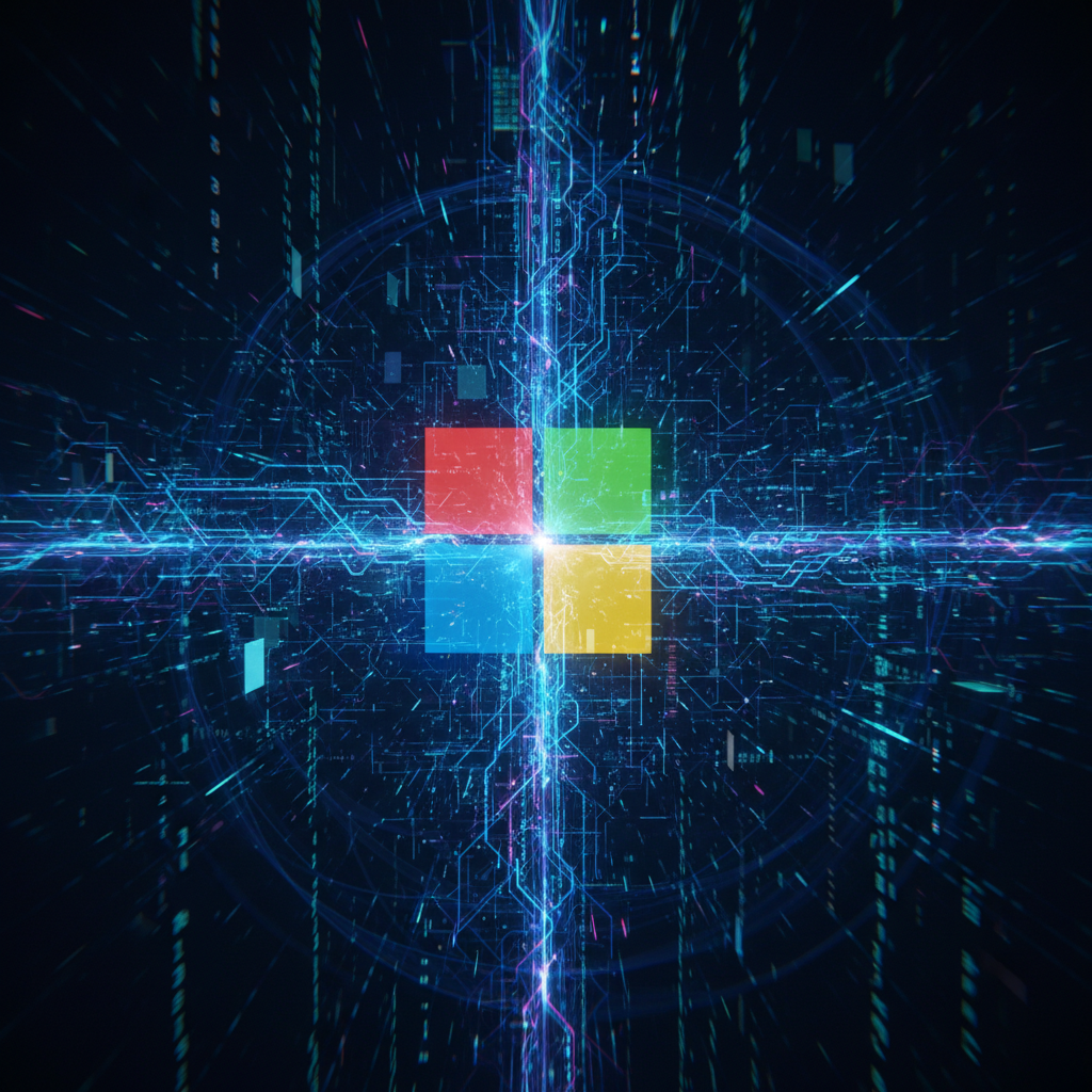 인공지능 기술과 융합된 마이크로소프트 로고