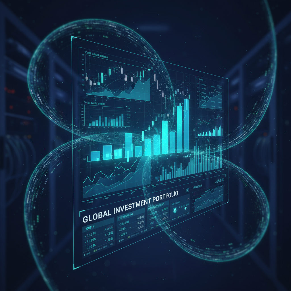 데이터와 금융 그래프가 조화된 비즈니스 배경