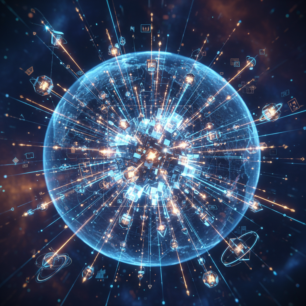 글로벌 기술 협력을 상징하는 추상적인 연결망