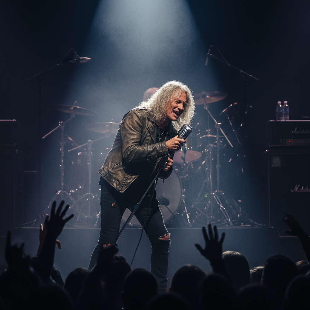 무대 위에서 노래하는 노년의 가수