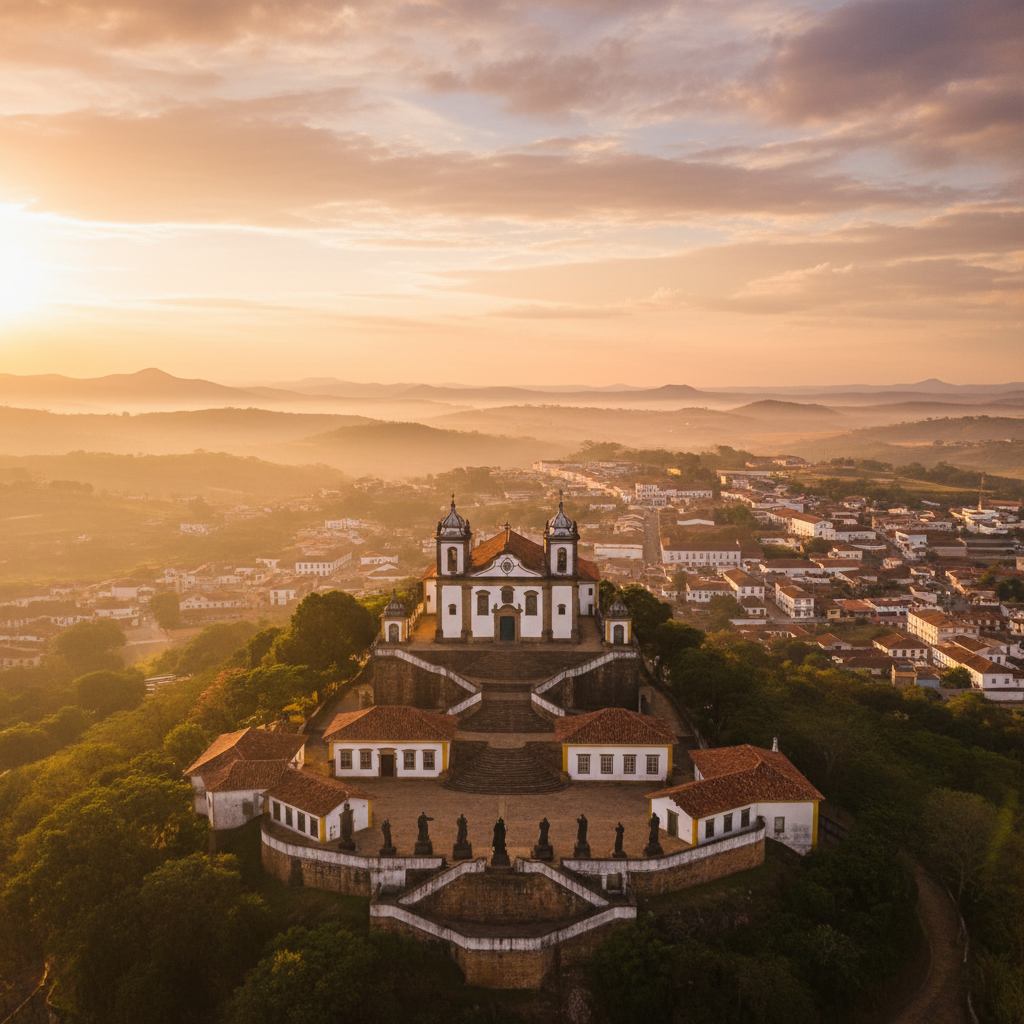 노을 지는 콩고냐스 성소 언덕