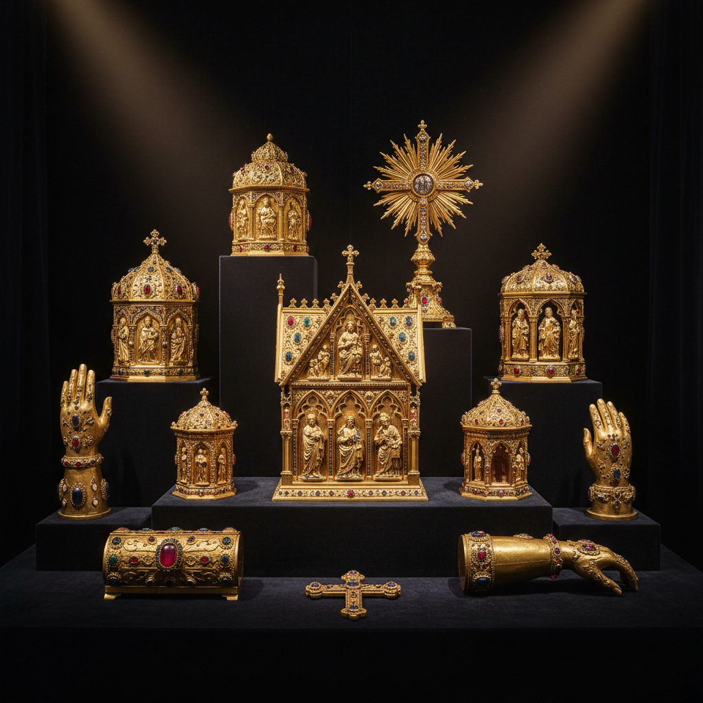 힐데스하임 성당 박물관의 황금 성물 전시