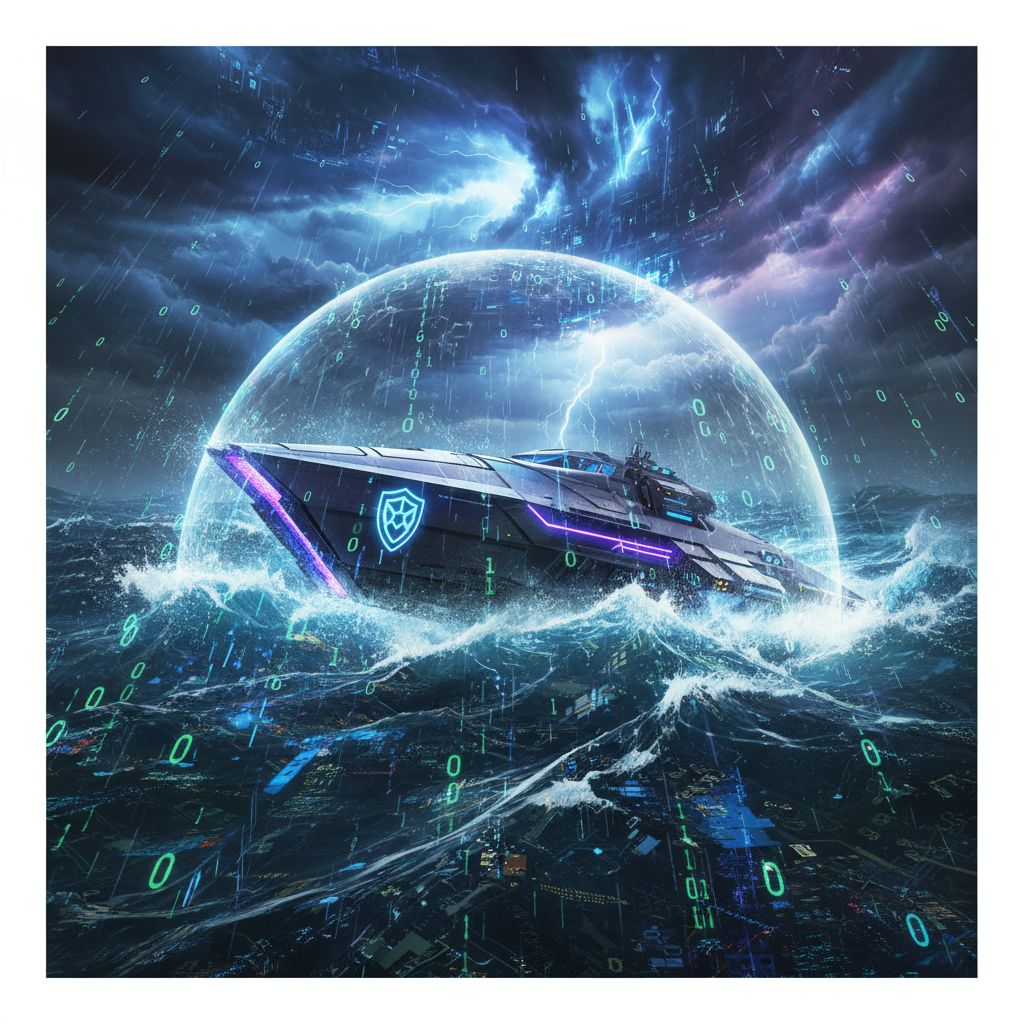 폭풍우가 치는 바다 위를 흔들림 없이 항해하는 최첨단 탐사선