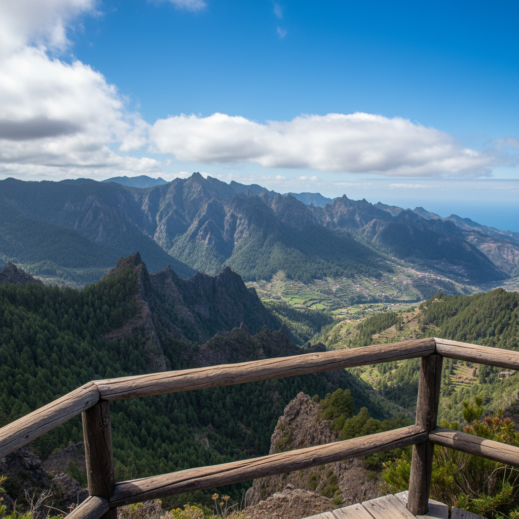 전망대에서 바라본 라 고메라 섬의 화산 지형