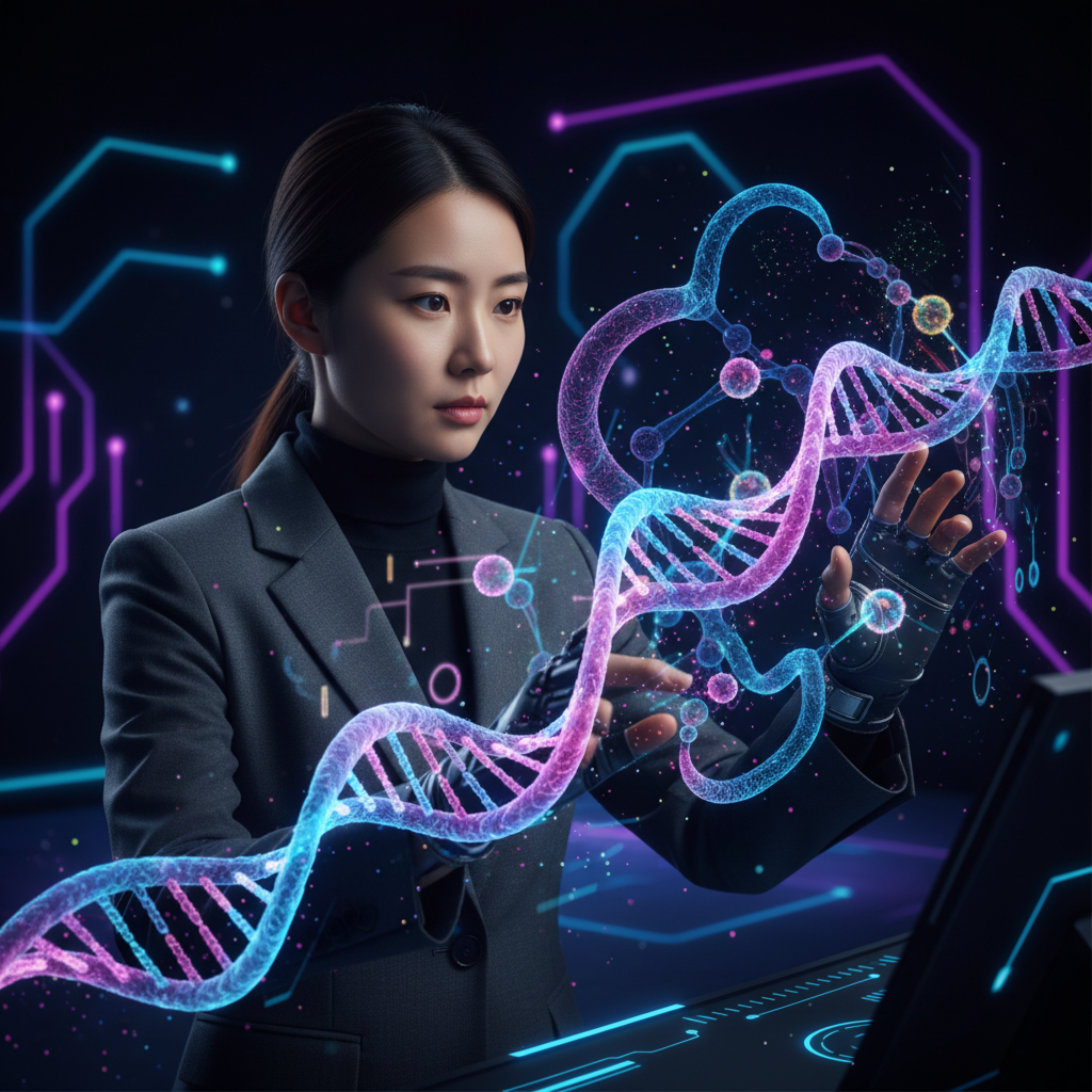 복잡한 바이오 데이터를 분석하는 연구원