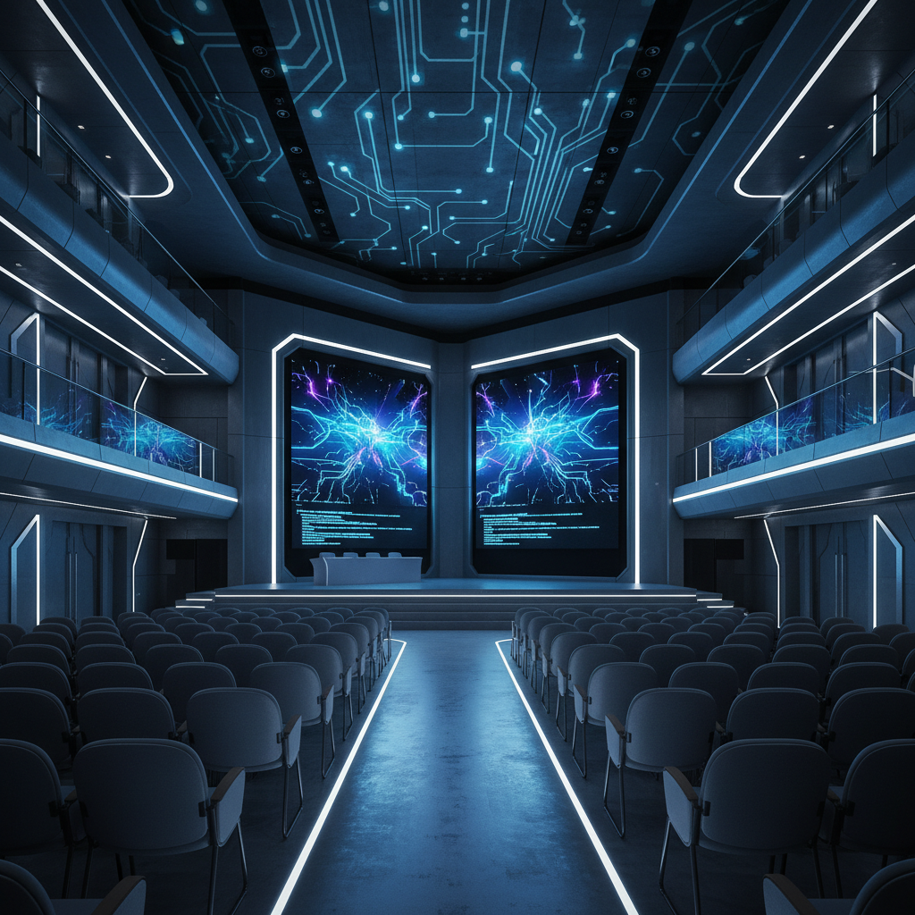 뉴델리 기술 컨퍼런스 홀의 전경