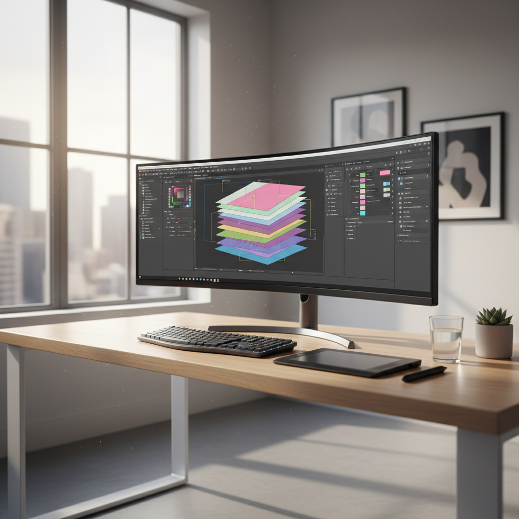 피그마 인터페이스가 실행 중인 모니터
