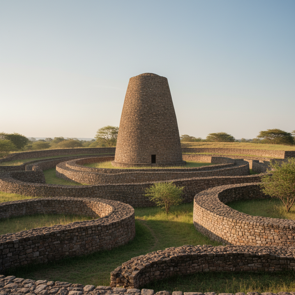 유적지 내부에 위치한 신비로운 원추형 탑