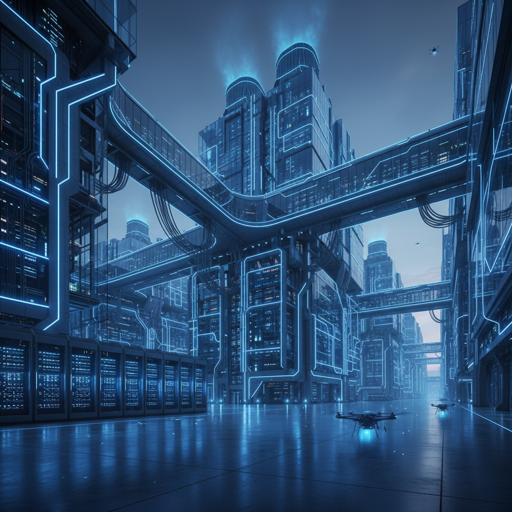 거대 데이터 센터의 전경