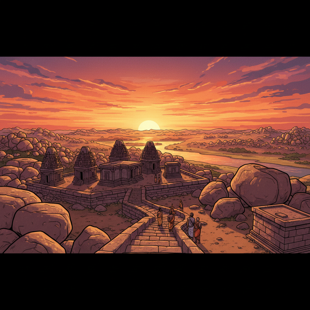 헤마쿠타 언덕에서 바라본 함피의 일몰